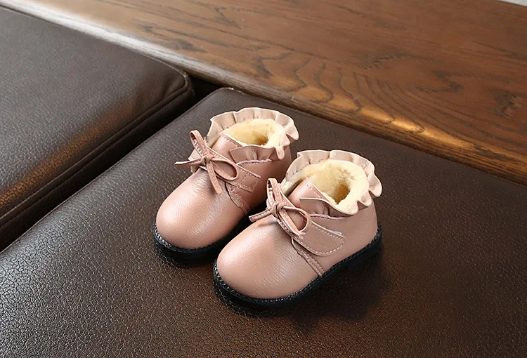 Girl Martin Boots New Girls Bow Cute Boots Girl's Non-slip Shoes Soft Zipper Breathable Warm Comfortable Casual Shoes