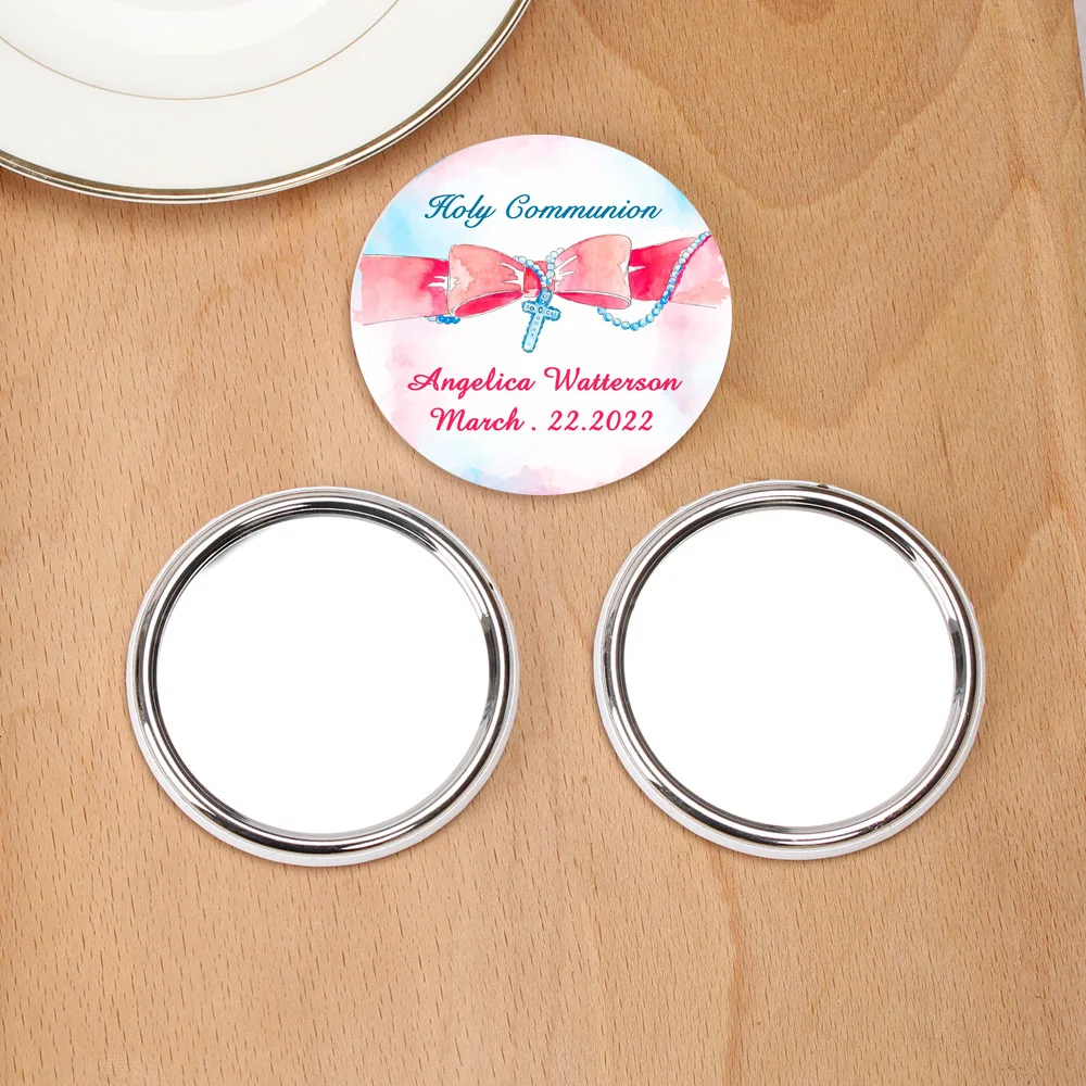 

Personalized Baptism Favor Mirror First Communion Souvenirs Customized Name Date Pocket Makeup Mirror Keepsake