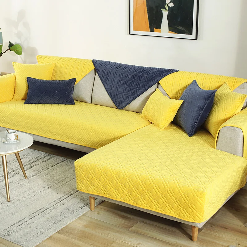 

Plush Sofa Cushion Four Seasons Fabric Non Slip Modern Simple Thickened Cover Sofa European Style Sofas Covers Universal