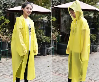 

Fashion Women Men EVA Transparent Raincoat Portable Outdoor Travel Rainwear Waterproof Camping Hooded Ponchos Plastic Rain Cover