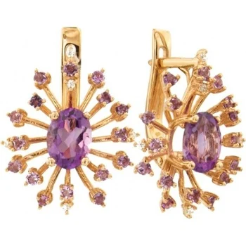

Aloris earrings flowers with amethyst and cubic zirconia Red Gold