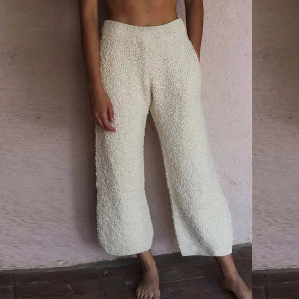 Puimentiua New Brand Teddy Plush Pants Autumn Winter Women Fitness Pants Loose Casual Femme Fleece Pants Warm Straight Pants