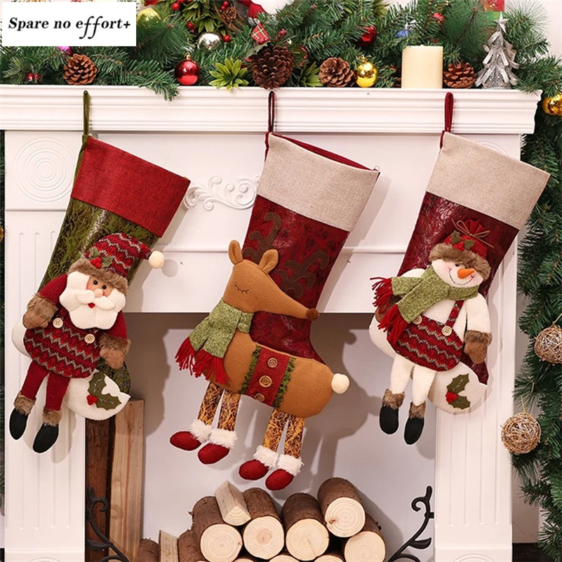 

Christmas Socks Decoration Christmas Stockings adornos de navidad Gift Holder New Year Candy Gift Bag christmas tree decorations