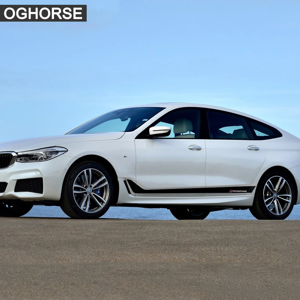 2pcs Car Styling Body Door Side Stripes Skirt Decal Stickers for BMW 6 Series GT 6gt G32 Gran Turismo Accessories Black-Grey