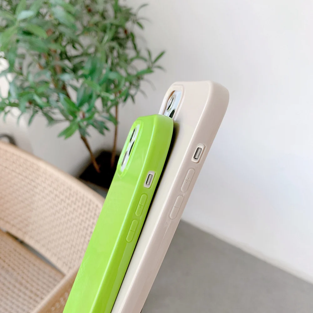 Candy Color Soft Silicone Jelly Phone Case for iPhone X XS XR 7 8 Plus Protective Glossy Back Cover for iPhone 13 11 12 Pro Max