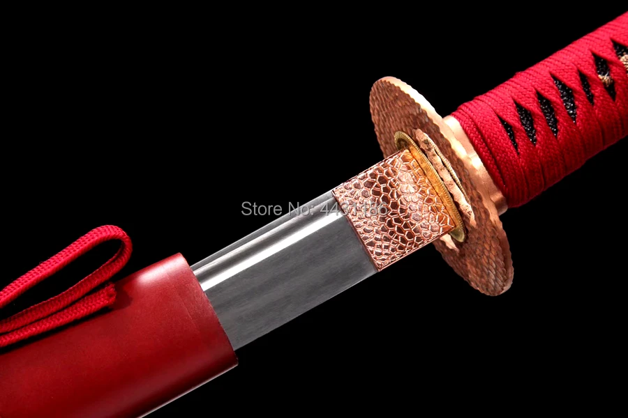 High Quallty Red Copper Tsuba Japanese Samurai Dao Sword Katana Full Tang 1095 High Carbon Steel Blade Sharp Asia Knife Saber