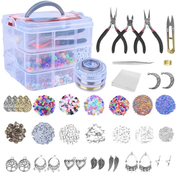 

1366Pcs/Set Jewelry Making Supplies Tools Kit with Pliers Wire and Charms for Necklace Earring Bracelet Making Repair