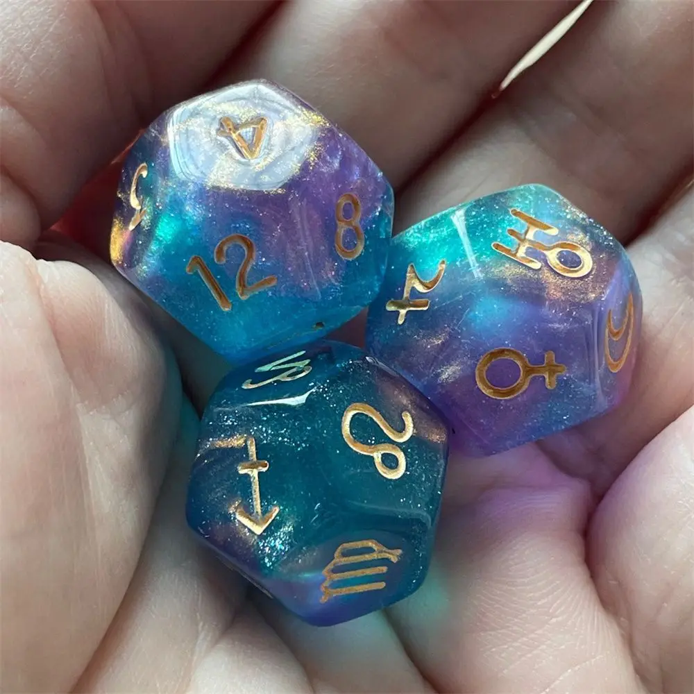 Creative Dice 12-Sided Astrology Zodiac Signs Dice For Constellation Divination Toys Entertainment Board Game 1/3/7Pcs game dice dice set acrylic dice