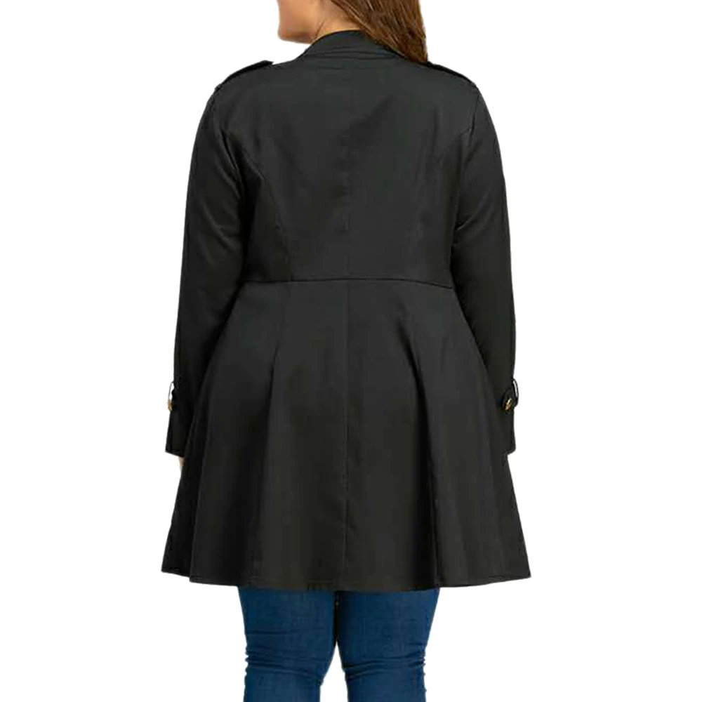 Vertvie, Длинная женская куртка размера плюс 5XL, Элегантные Осенние женские пальто, Повседневная ветровка на молнии, одноцветные куртки, женская верхняя одежда, пальто