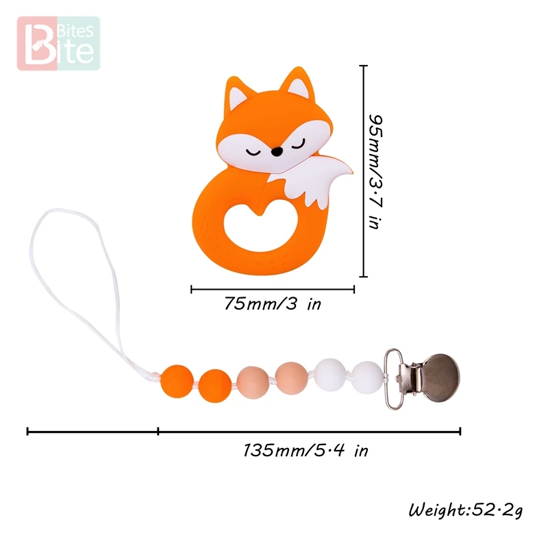 Укусы 1 шт. пустышка Клип цепи детские силиконовые прорезыватель Лев животных зажим для пустышки пищевой перле силиконовые грызуны соски Holde - Цвет: Fox
