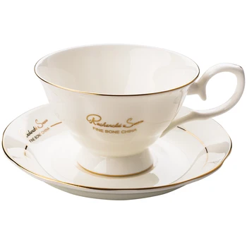 

European Bone China Coffee Cup Luxury White Simple Home Afternoon Tea Cups High Quality Espresso Cup and Saucer Set MM60BYD