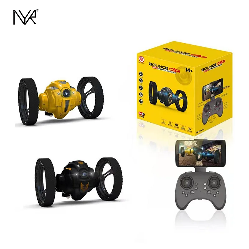 NYR RC Car Flexible Wheels Rotation LED Night Light with WIFI Camera Cars Bounce Robot 2.4G Jumping 1:10 | Игрушки и хобби