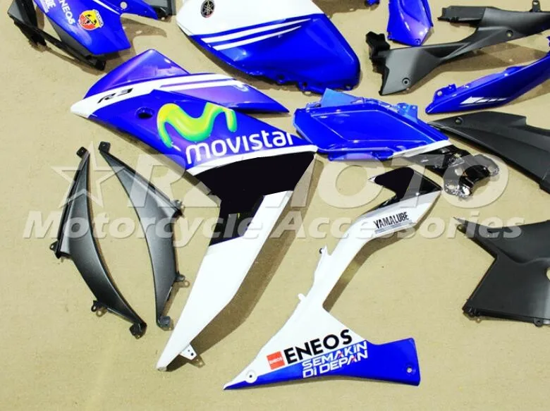ABS инжекторный обтекатель комплект для Yamaha YZFR3 YZFR25 YZF R3 R25 Полный обтекатели комплекты Cowling Movistar