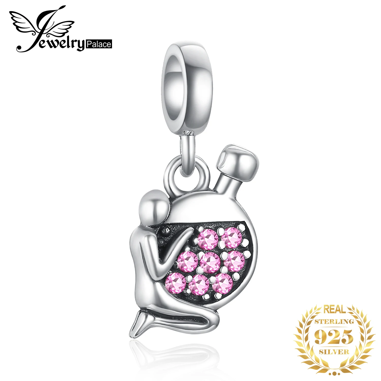 JewelryPalace 925 пробы серебро Духи Lover создано розовый сапфир бусины Шарм Fit Браслеты 2018