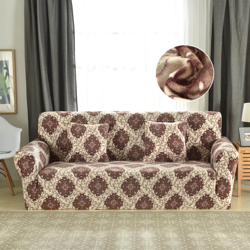 Slipcovers диван плюшевая ткань 1/2/3/4 местный Крышка толщиной охватывает эластичный мебель чехол рождественские секционный диван-крышка 1 шт