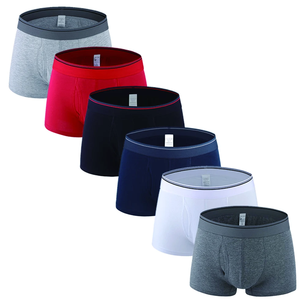Wholesale 6pcs/Lot Men's Underwear Boxer Short Classic Fit Cotton Underpanties Seamless Panties Mid Waist Boxershorts For Male