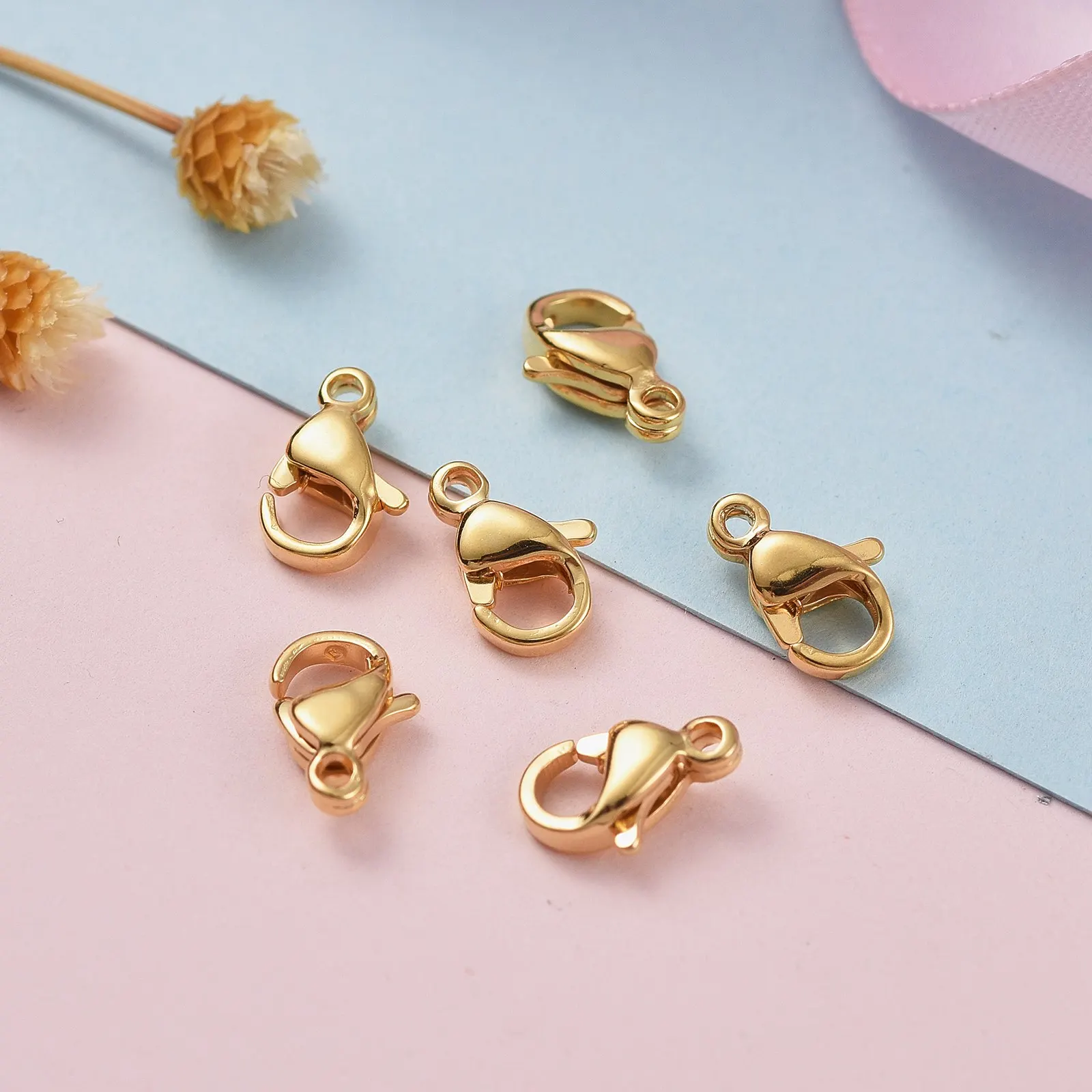 100Pcs Stainless Steel Golden Lobster Claw Clasp Hooks For Bracelet Necklace Chain DIY Jewelry Making Findings