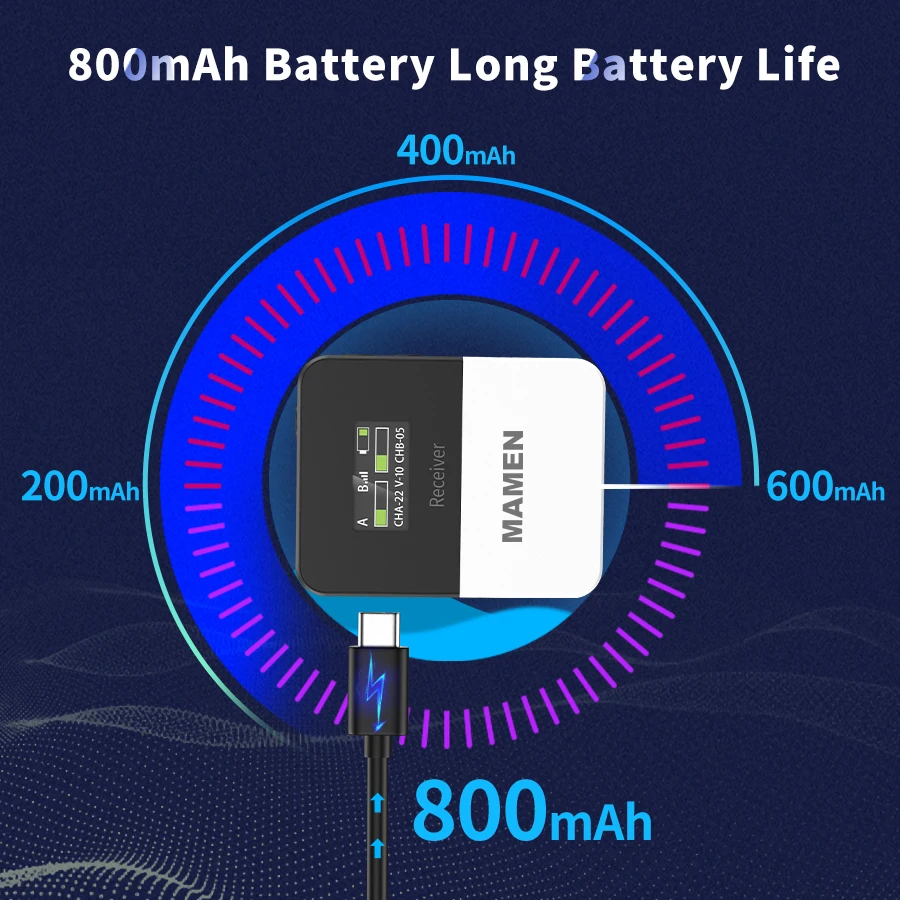 Microfone sem Fio de Frequência Inteligente de Redução de Ruído Ultraelevada com Captador de 50m Microfone Embutido Mini Profissional 800mah - Image 3