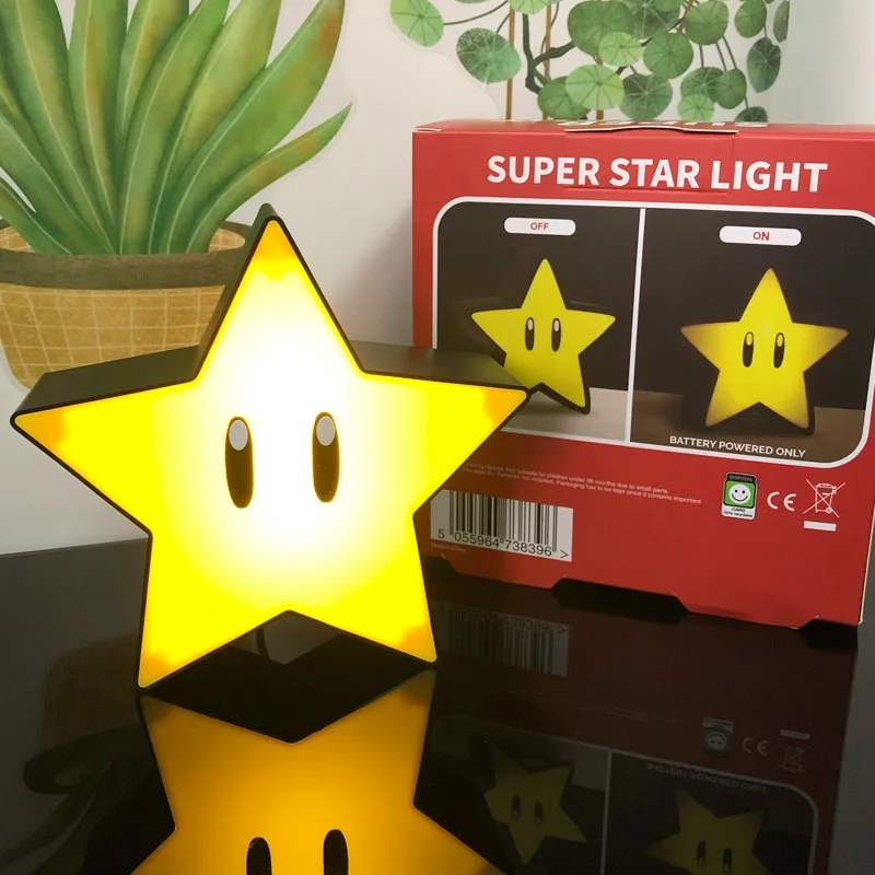 Retro Nostalgic Mario Super Star Light USB Rechargeable Sound Effect Anime Home Decoration Atmosphere Lamp Christmas Party Gift holiday nights of lights