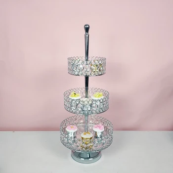 

1pcs silver Crystal Metal Cupcake decorations Dessert Pedestal Party Wedding cake rack