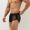 SEOBEAN Men Pajamas Sexy Transparent Mesh Underwear Sleep Bottoms Shorts with Lining Lounges Home Wear Boxer