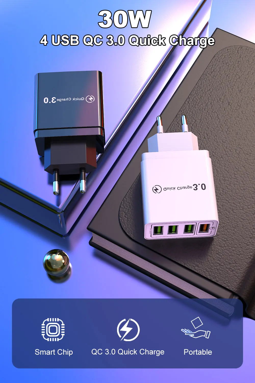 30 Вт Быстрая зарядка 3,0 USB зарядное устройство для iPhone X samsung A50 Xiaomi One Plus быстрое настенное зарядное устройство США ЕС Великобритания планшет зарядное устройство для мобильного телефона