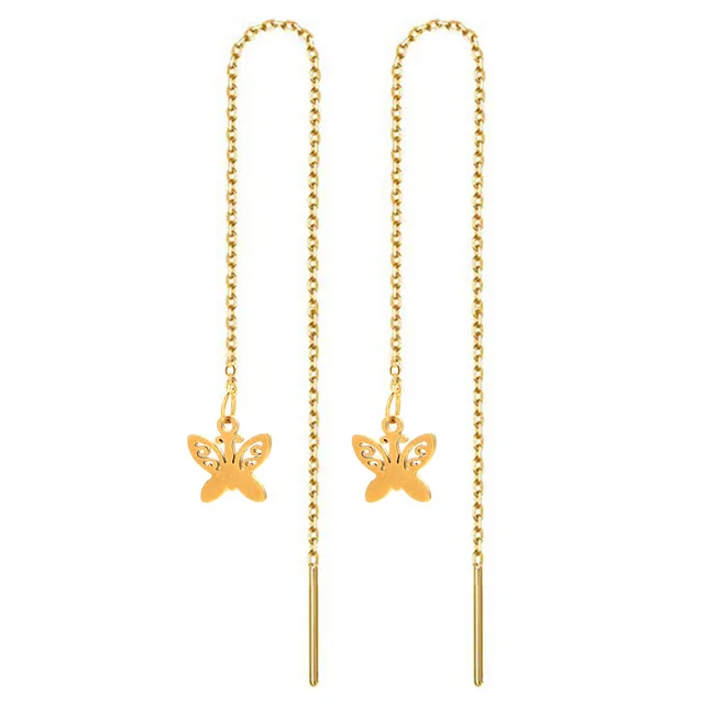 MinaMaMa acier inoxydable longue chaîne mince gland boule étoile papillon goutte boucle d'oreille pour femme enfileur boucles d'oreilles bijoux de mode