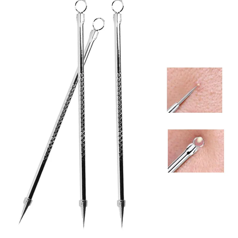 Caliente acero inoxidable, espinillas Comedone corrector de acné removedor Extractor para el cuidado de la piel limpiador de poros agujas quitar herramientas