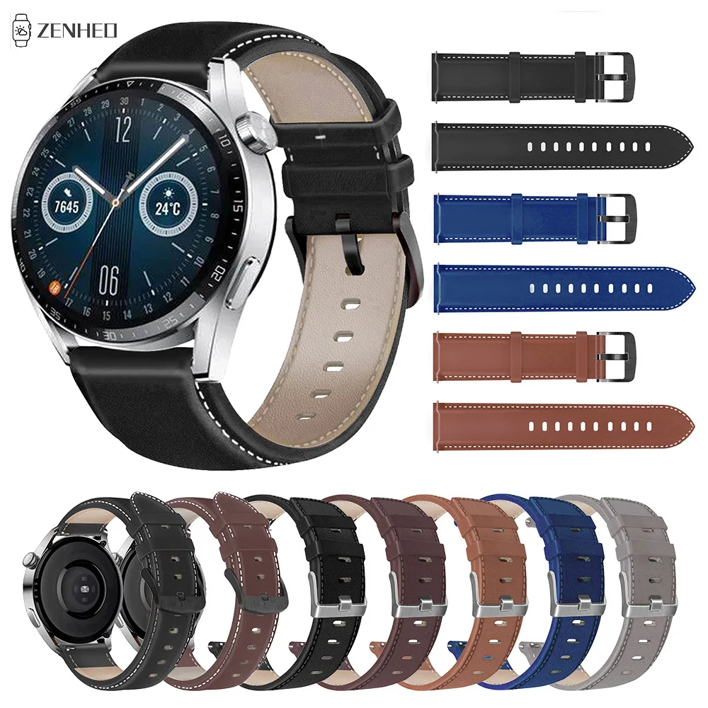 22mm Leather Strap For Huawei Watch Gt 3 Gt3 46mm/gt Runner Smart Watch