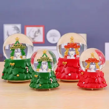 

Christmas Bear Cute Crystal Ball Christmas Gift Children's Music Box Snowflakes Glowing Music Box Glass Ball Family Decoration