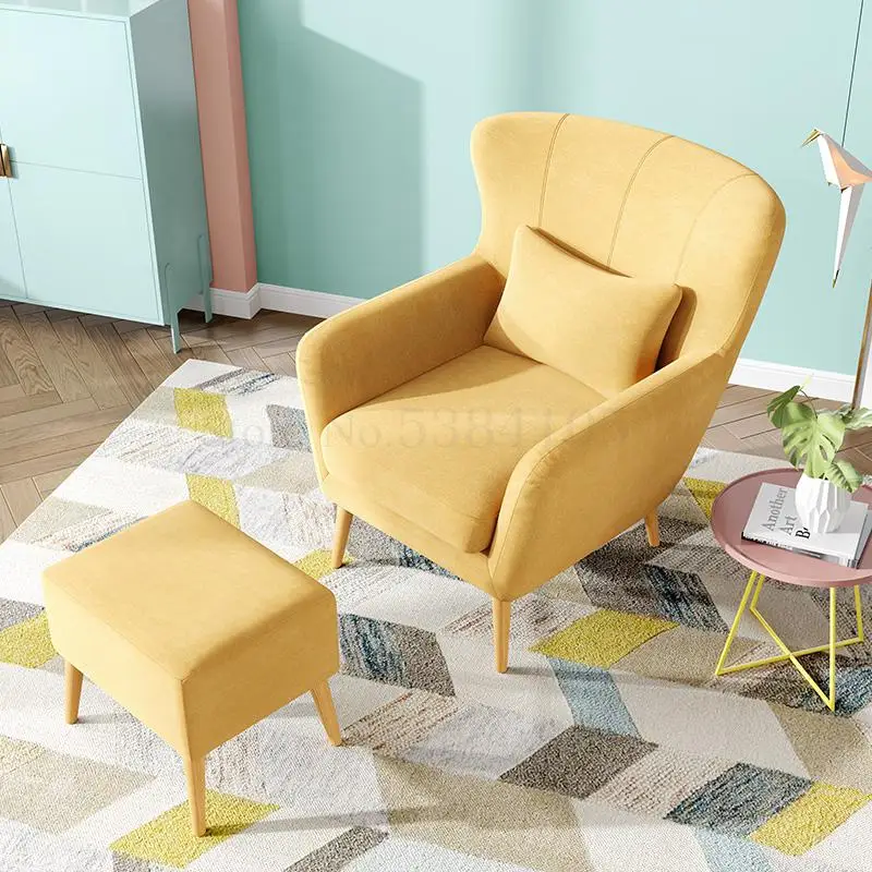 Nordic Single Sofa Small Family Fabric Modern Simple Living Room Ins Net Red Bedroom Chair |