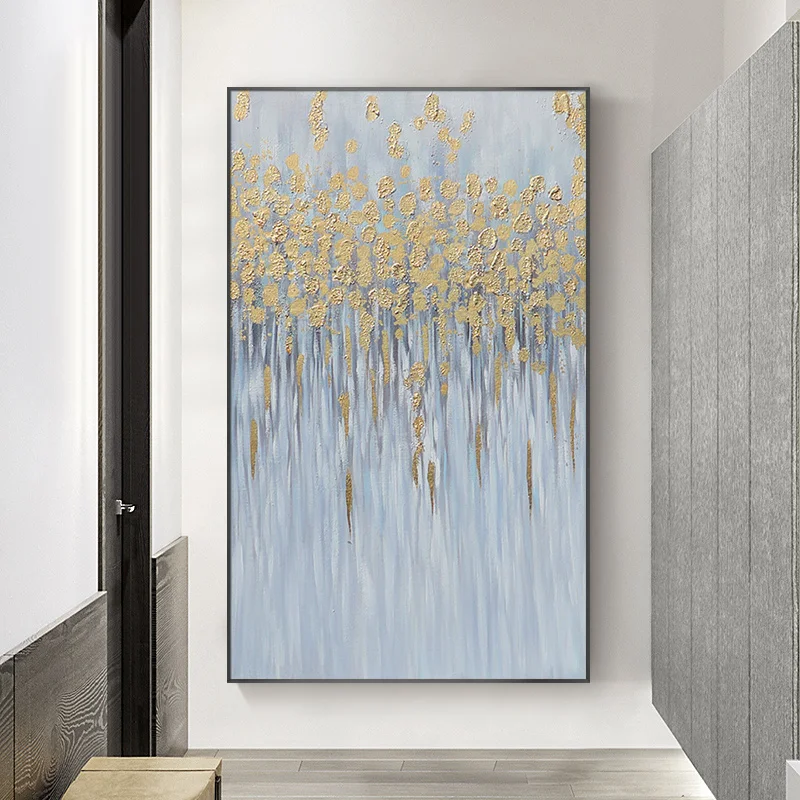 

Hand-painted Oil Painting Abstract Gold Light Luxury Modern Minimalist Entrance Decorative Painting Vertical Version Corridor Ai