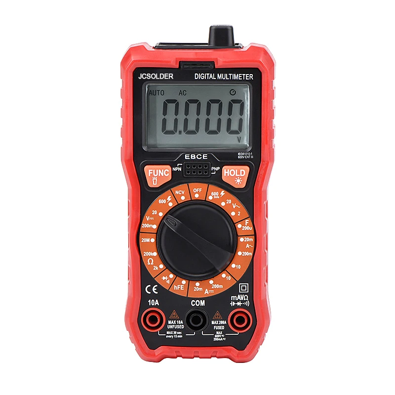 JCD Digital Multimeter Auto Ranging 6000 counts AC/DC  voltage meter Flash light Back light Large LCD Scrern soldering iron kits