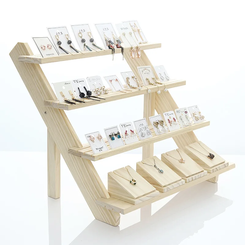 Jewelry Display Tray Earring Stand Display Rack Rings Solid Wood Holder Organizer Shelf women vogue jewelry necklace bracelets earrings rings deer stand display organizer holder show rack showing shelf 2020hot sale