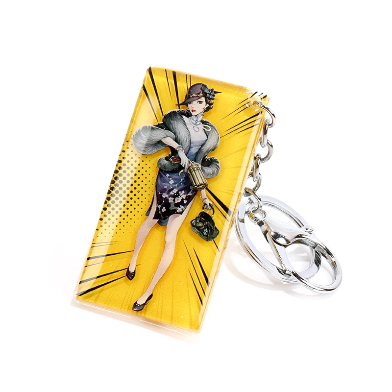 Vograce 2020 New products custom double Clear transparent 3d anime print glitter epoxy holo acrylic keychain | Украшения и