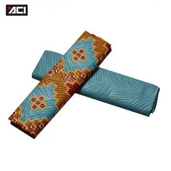

ACI 2Yards Ghana Kente Fabric Mix 2Yards Plain Dyeing African Ankara Fabric Embossing Pattern Veritable Wax Block Prints Fabric