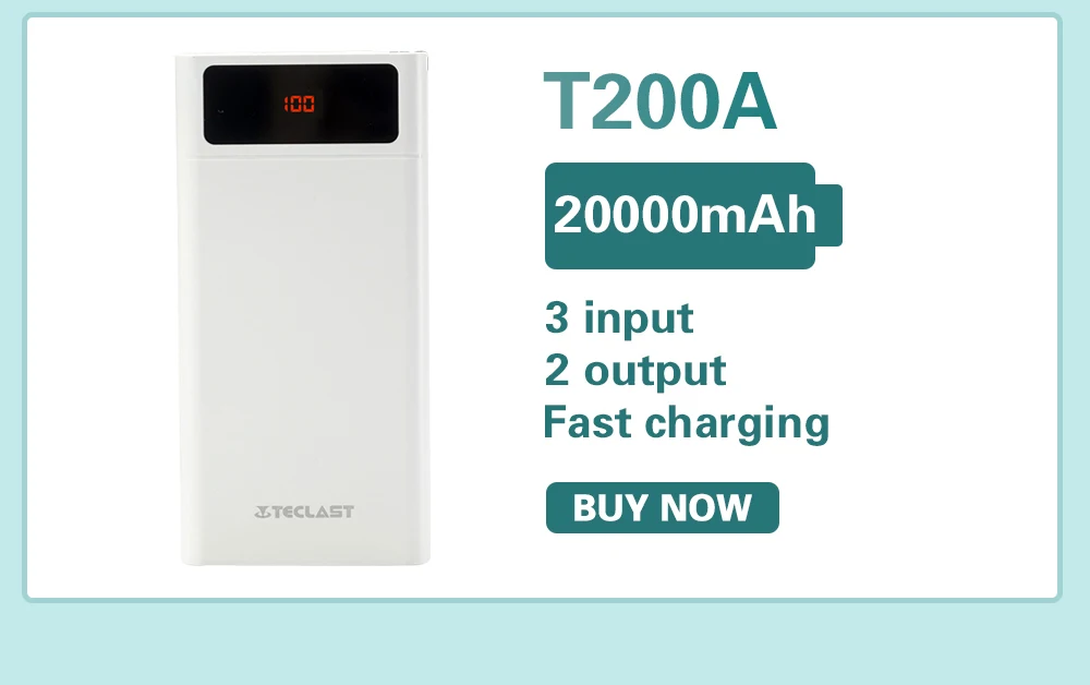 Teclast T100P-W Dual Input Power Bank New Thin 10000mAh Large Capacity High-Density Lithium Polymer Battery Safety Mobile Power power bank 30000mah