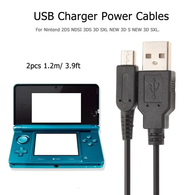 2 шт. легкий usb кабель для зарядки отличная ПВХ внешняя крышка и медный сердечник игровой аксессуар для kingd 2DS NDSI 3DS