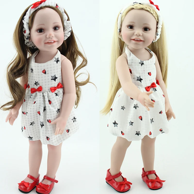 

18 Inch Girl Dolls Full Vinyl American Bebe Reborn Doll Lifelike Princess Dress Up Doll Toys for Children Gift