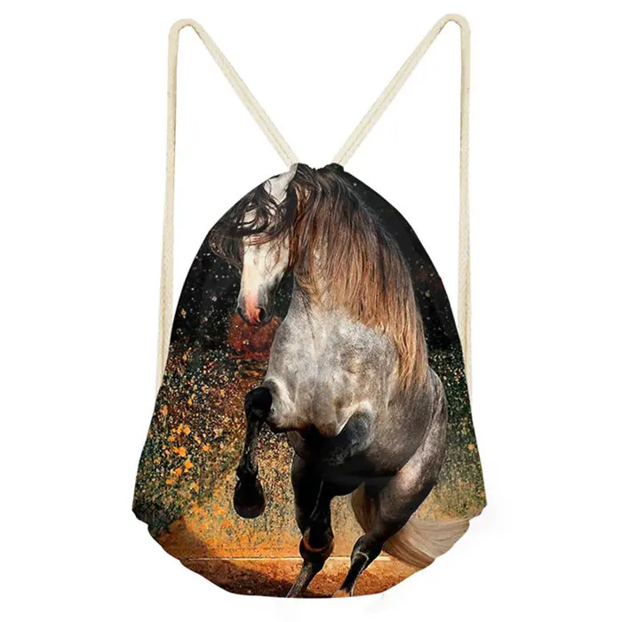 Цвет: желтый Crazy Running Horse с принтом, мужская сумка на шнурке, белые сумки, модный школьный рюкзак для девочек и мальчиков, Женская Прямая - Цвет: Цвет: желтый