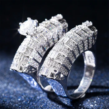 

Loredana Luxury U pattern Richly Inlaid Zircon Engagement Rings Geometry AAA White Bride's Romantic Wedding Rings For Women
