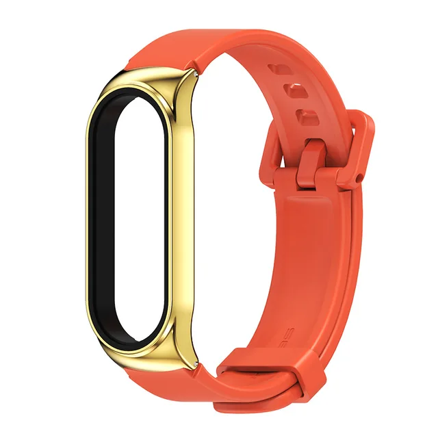 Strap for Mi Band 6 5 4 3 Metal Milanese Bracelet On Mi Band 4 Wristband Stainless Steel Mi Band6 Strap For Xiaomi Miband5 4 3 gold Orange