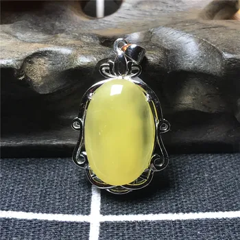 

100% Natural Yellow Amber Pendant Jewelry For Women Crystal 33x20x9mm Beads 925 Silver Gemstone Healing Necklace Pendant AAAAA