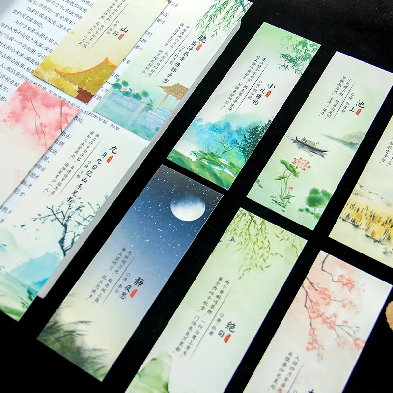 

Chinese-style Classical Chinese Poetry Pep Young STUDENT'S for Creative Paper Bookmark Hand-Painted Blank Card Exquisite Small G