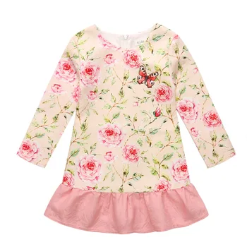 

Girls' Dress Butterfly Children's Dress Autumn Rose Children's Dress Autumn Winter Long Sleeve Spring