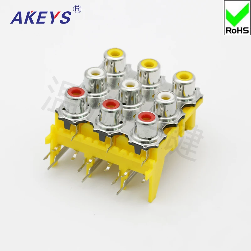 

2 pcs Wenzhou one-key nine-hole AV core socket 18-foot RCA sound video socket Lotus Block AV9-4.4 -13BPB