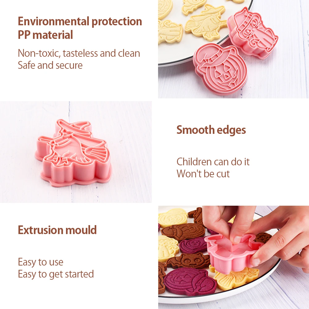 6pcs/set Halloween Cookie Cutters Mold Plastic Bakery Mold Cake Decorating Tool Baking Accessories Party Decoration Baking Tool