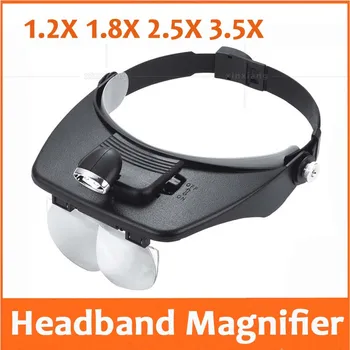 

1.2X 1.8X 2.5X 3.5X LED Illumination Headband Helmet Magnifier Magnifying Glass Head Visor Dental Surgical Mobile Phone Repair