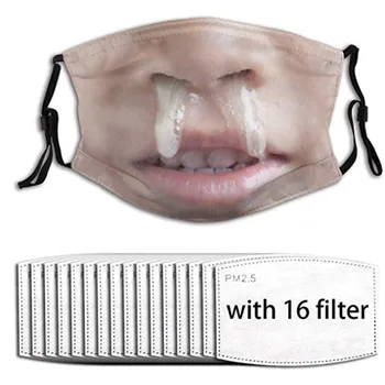 

1PC Adult Funny Face Mask mascarillas cubre bocas Washable Reuse Masks mascarilas Breathable Printed Fashion Mask 16 Pads