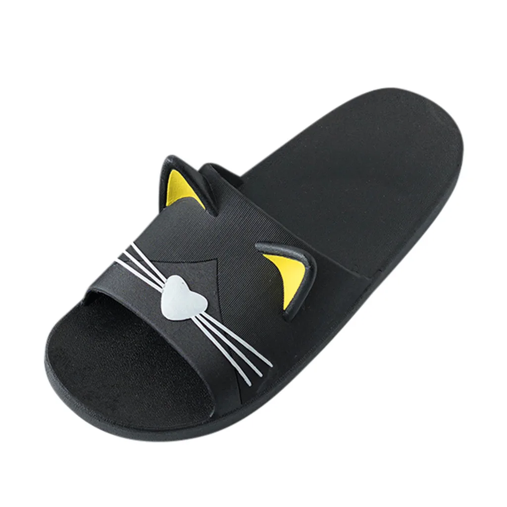 

SAGACE fashion Slippers Men Home Indoors Slippers Cartoon Cat Floor Casual Shoes Men Family Shoes Beach Sandals Non-slip 2019